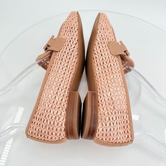 Steve Madden Womens Ryann Chain Loafers Beige Pink Rafia Square Toe Size 7 - Picture 6 of 13